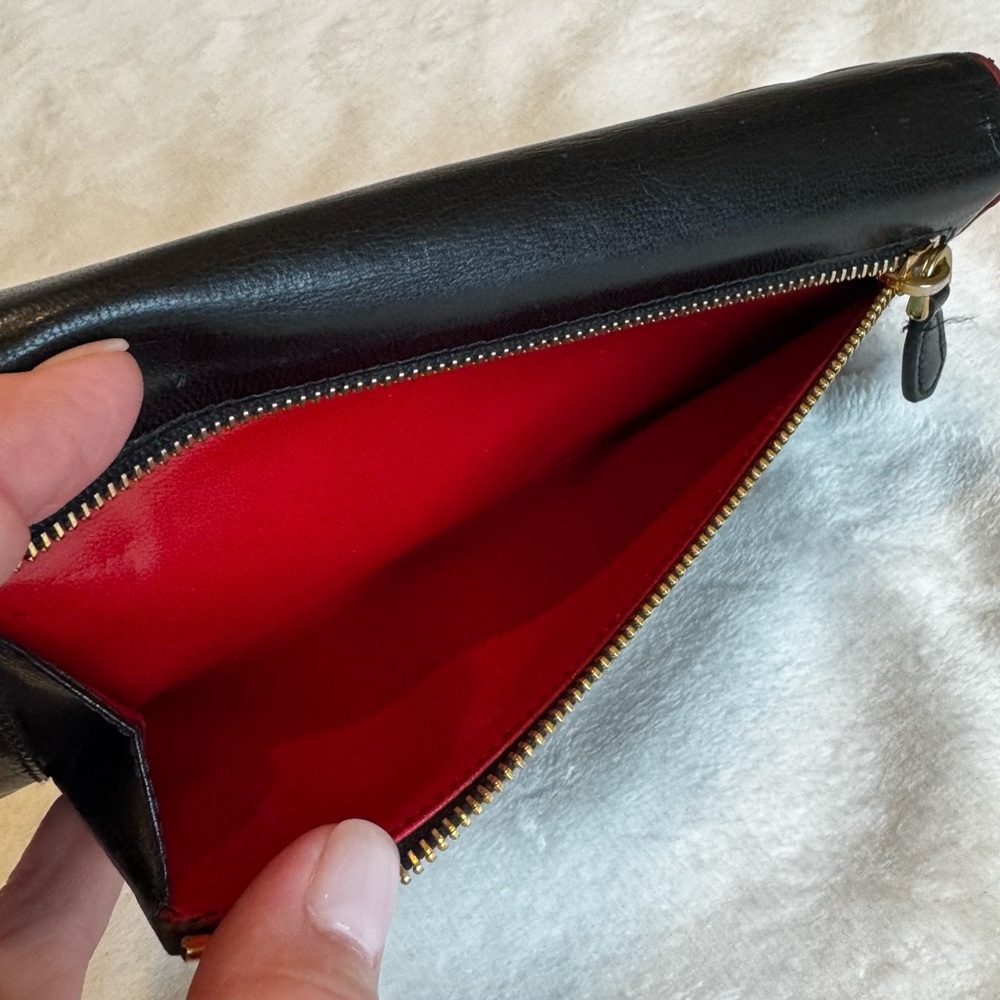 Prada Lips Wallet Black Red Leather Continental Zip Clutch - Picture 5 of 12